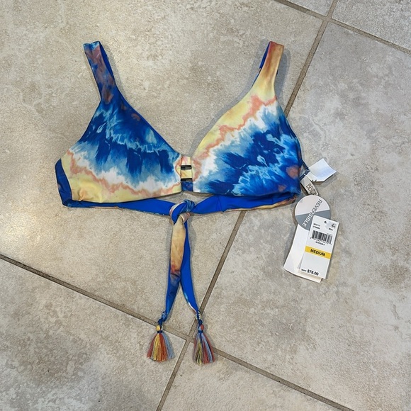 NWT! Becca Over the Rainbow Tie Dye Bralette Bikini Top M Reversible - Picture 3 of 8
